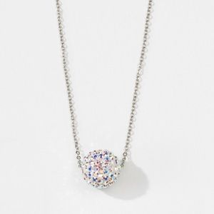 Crystal Aurore Boreale Pave Ball Necklace